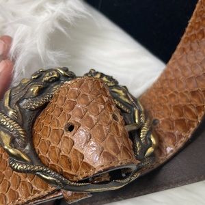 Roberto Cavalli Real Python Belt Women’s 41 Brown Made In Italy